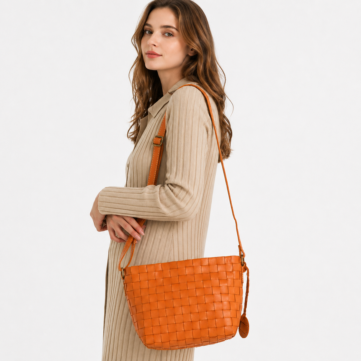 Terra Woven Leather Shoulder Bag