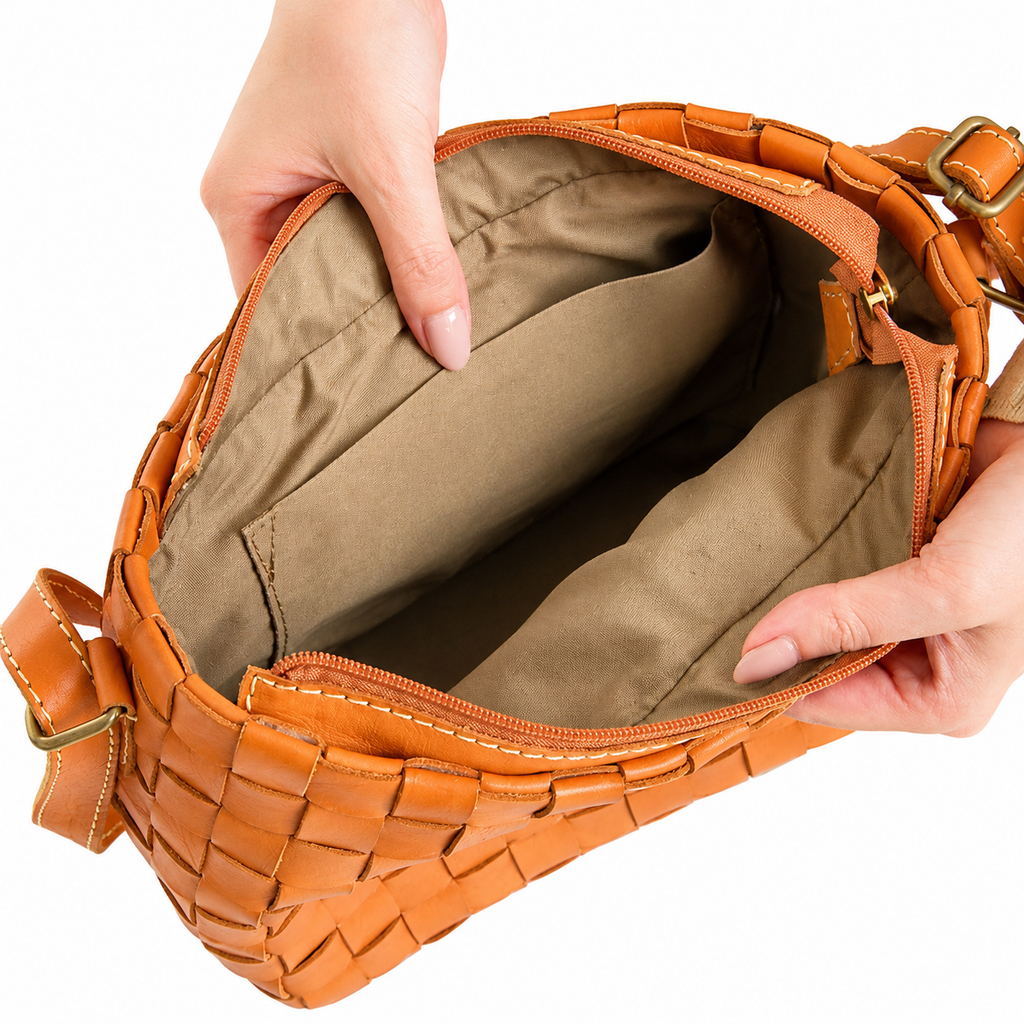 Terra Woven Leather Shoulder Bag