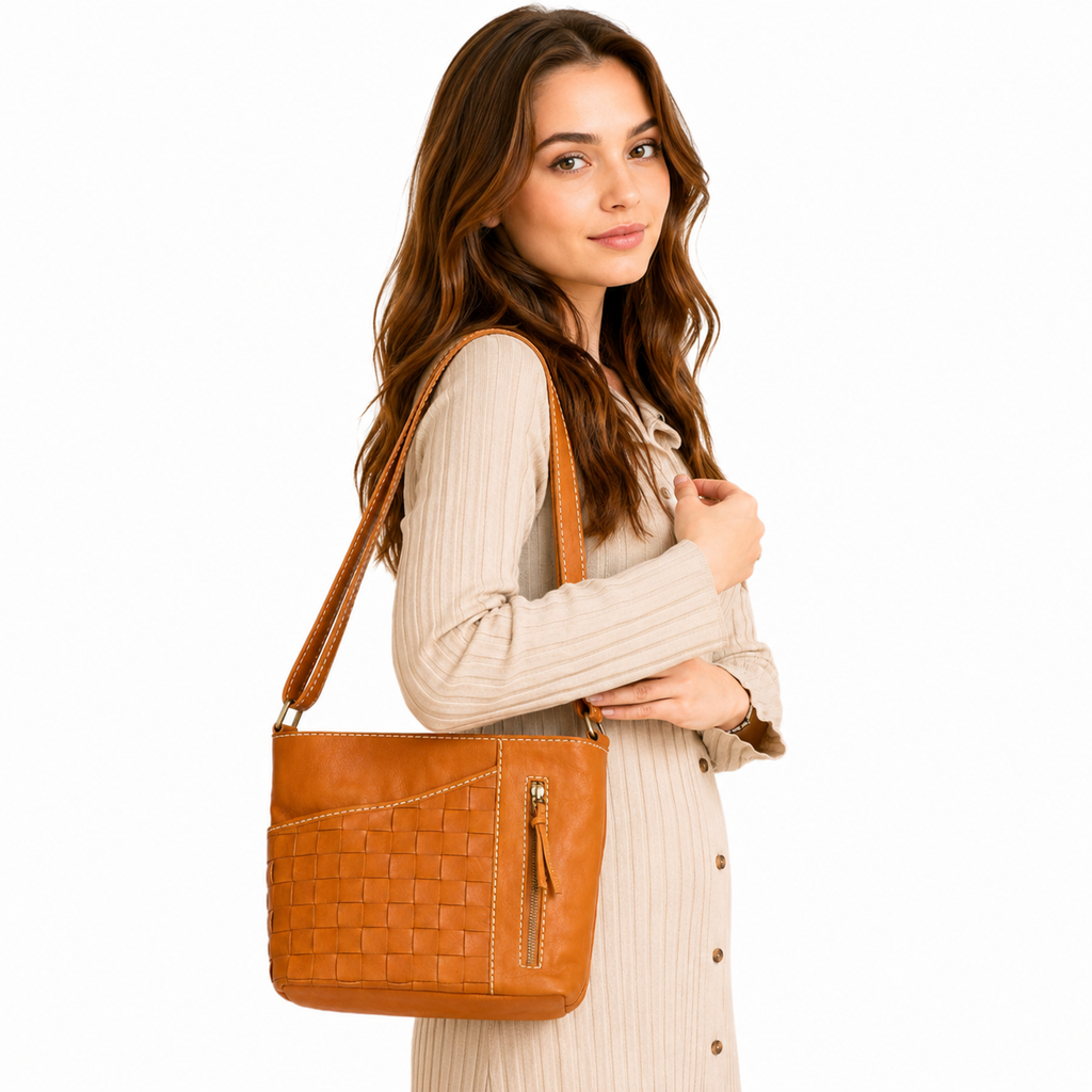 Terra Weave Leather Crossbody Bag