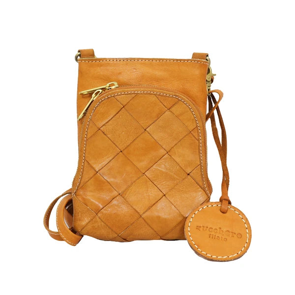 Solena Woven Leather Mini Crossbody