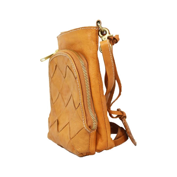 Solena Woven Leather Mini Crossbody