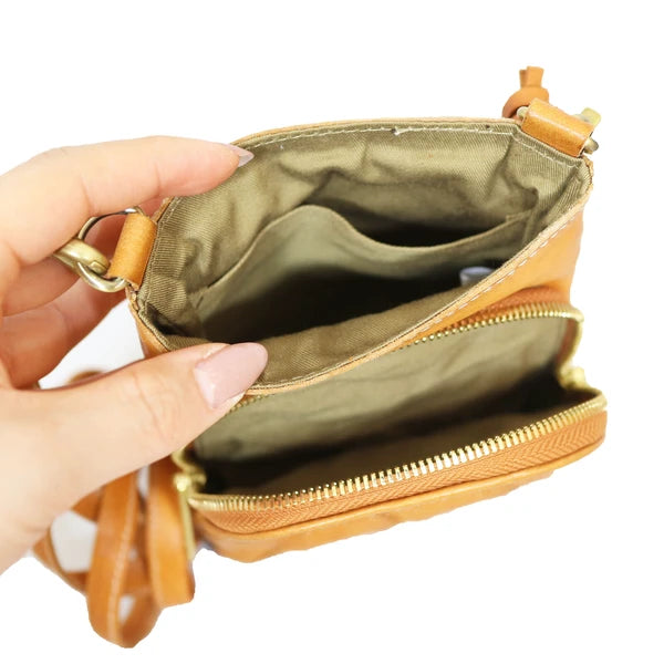 Solena Woven Leather Mini Crossbody