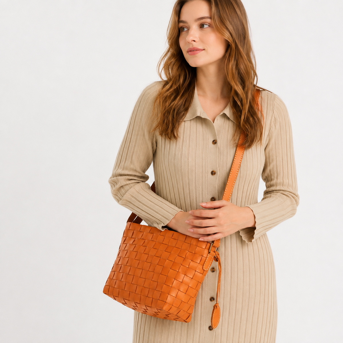 Terra Woven Leather Shoulder Bag
