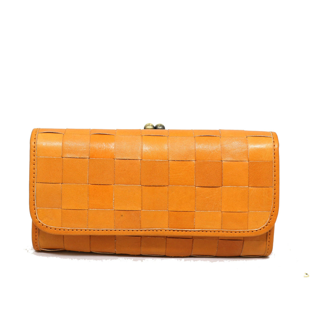 Terra Woven Kiss-Lock Leather Wallet