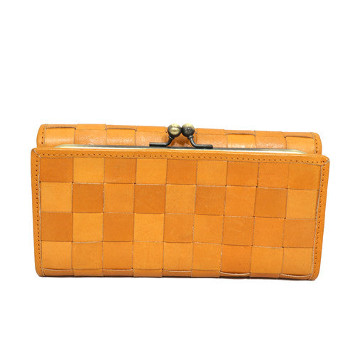 Terra Woven Kiss-Lock Leather Wallet