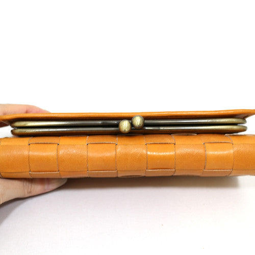 Terra Woven Kiss-Lock Leather Wallet