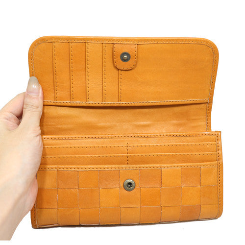 Terra Woven Kiss-Lock Leather Wallet