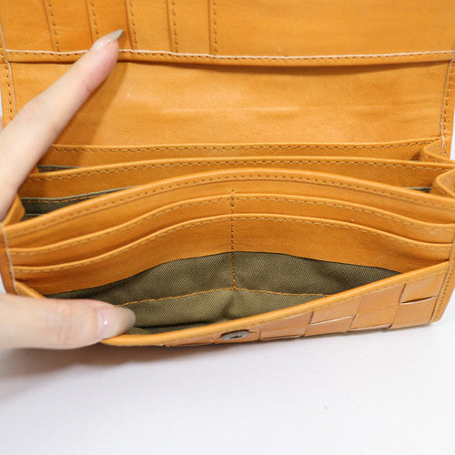 Terra Woven Kiss-Lock Leather Wallet