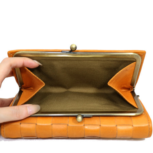 Terra Woven Kiss-Lock Leather Wallet