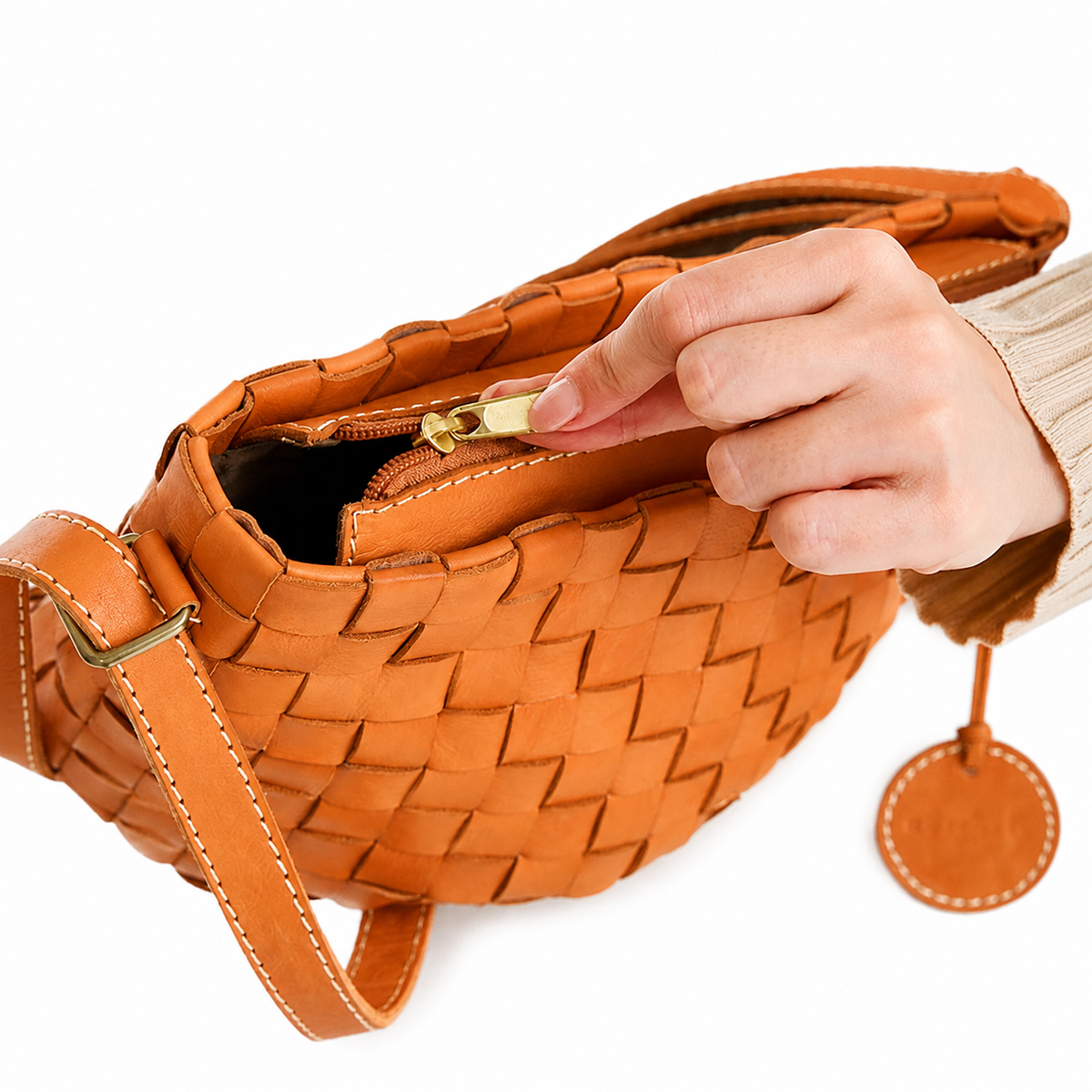 Terra Woven Leather Shoulder Bag