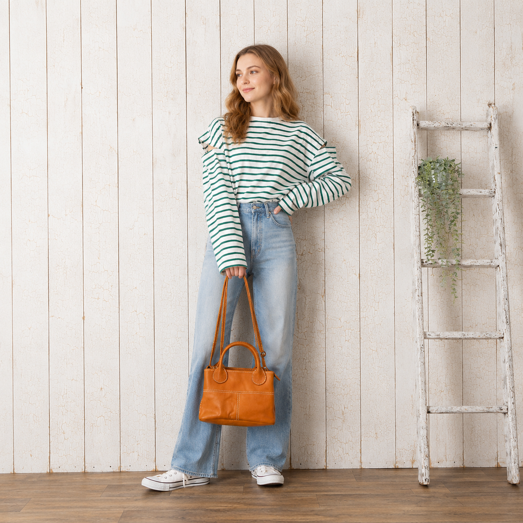 Terra Stitch Leather Handbag