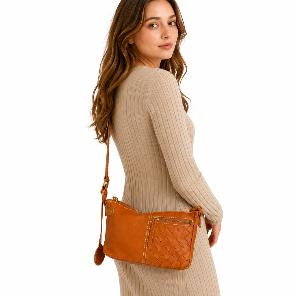 Terra Woven Leather Crossbody Bag
